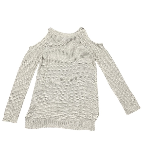 Womens Gray Cut Out Shoulders Crew Neck Pullover Sweater cold shoulder - Picture 2 of 4